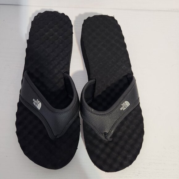 The NORTH FACE Women’s Size 9.5 Base Camp Wedge Flip Flops Sandals Logo Black - Picture 2 of 9